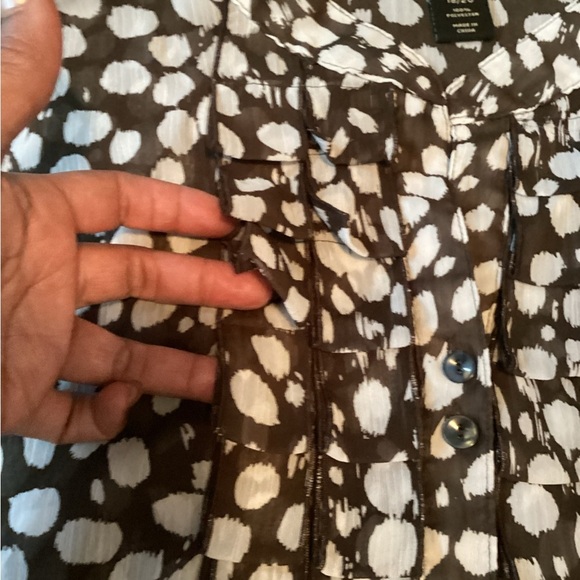 Plus Size, Lane Bryant Brown Polka Dot Blouse, Size 2X - Picture 5 of 7